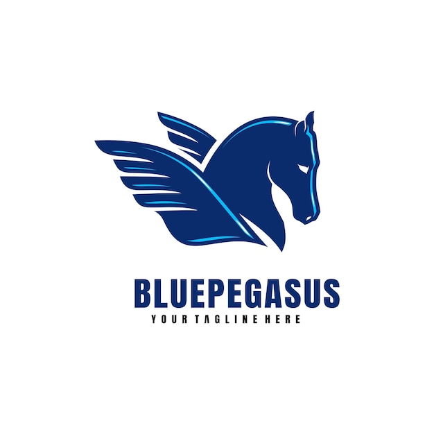 Blue pegasus logo vector premium