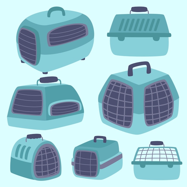 Vector blue pet cage collection