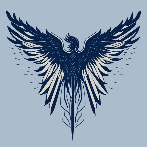 Premium Vector | A blue phoenix bird with a black phoenix on the left side.