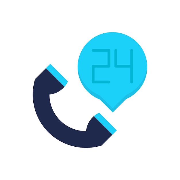 A blue phone icon with the number 24 above it.