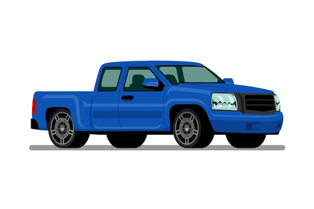 Blue pickup truck.