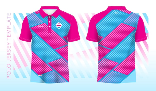 벡터 파란색 분홍색 추상적인 배경과 폴로 유니폼 스포츠 디자인 템플릿