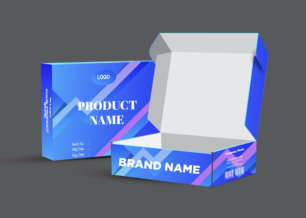 a blue and pink box of product name brand name