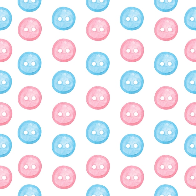 Blue and pink buttons watercolor pattern vector illustration