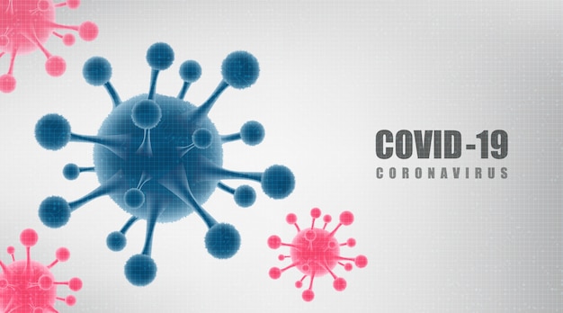 Blue and pink coronavirus 2019-ncov on white background,medical healthcare and microbiology concept,design for covid-19 outbreaking.