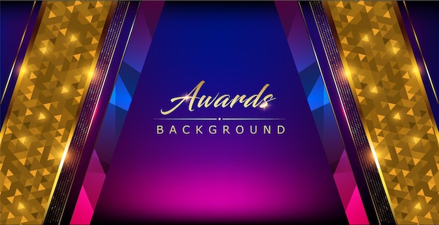 Vector blue pink golden shimmer awards graphics background. modern template