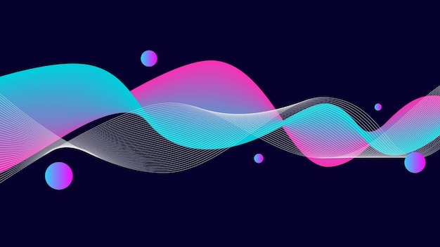 Vector blue and pink gradient wave with circle background