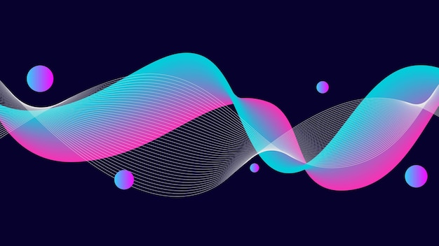 Blue and pink gradient wave with circle background