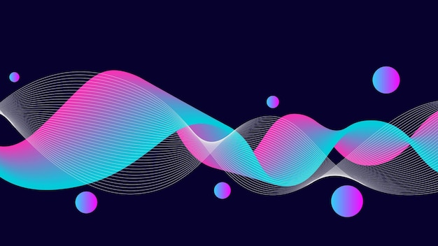 Vector blue and pink gradient wave with circle background