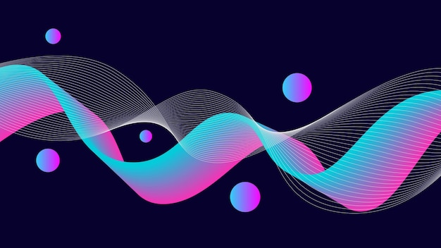 Blue and pink gradient wave with circle background