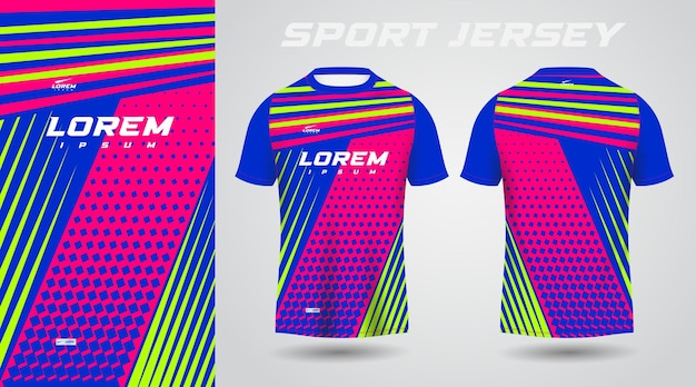 blue pink green shirt soccer football sport jersey template design mockup