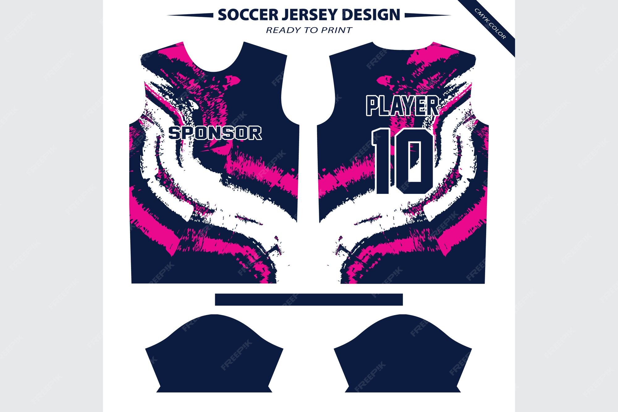 Premium Vector | A blue and pink jersey that says soccer league