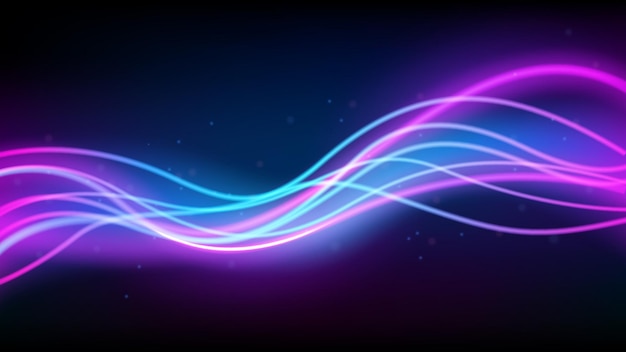 Vector blue and pink light trails long time exposure motion blur effect vector illustration