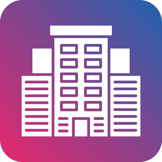 중앙에 건물이 있는 파란색과 분홍색 로고