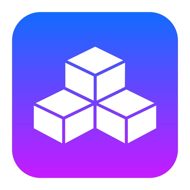 Vector a blue and pink logo with cubes on it