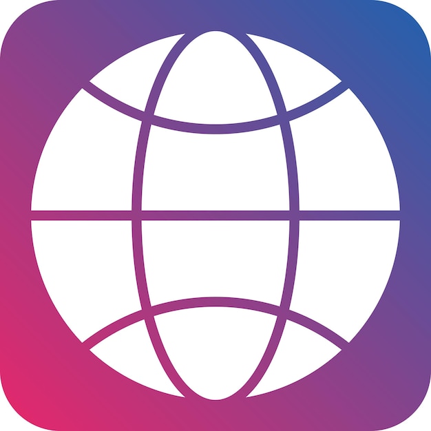 a blue and pink logo with a globe on it