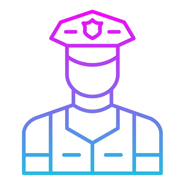 Vector a blue and pink logo with a man in a uniform with a star on it