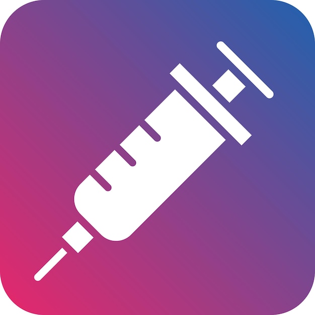 a blue and pink logo with a syringe in the middle