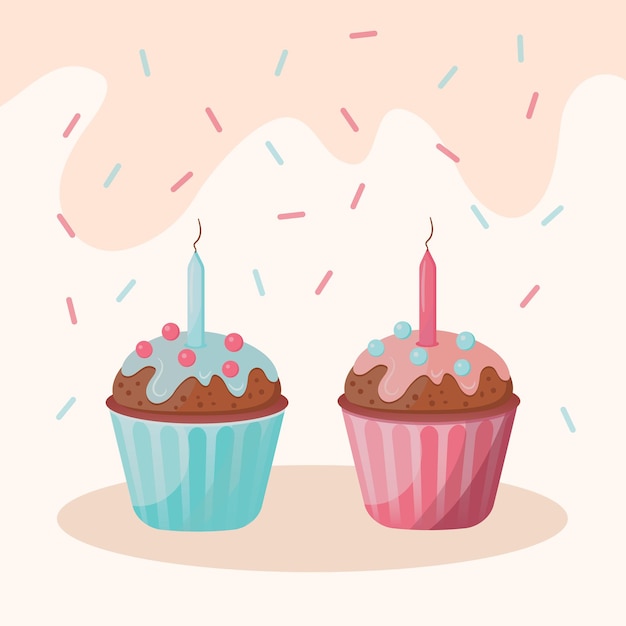 Vector blue and pink muffins