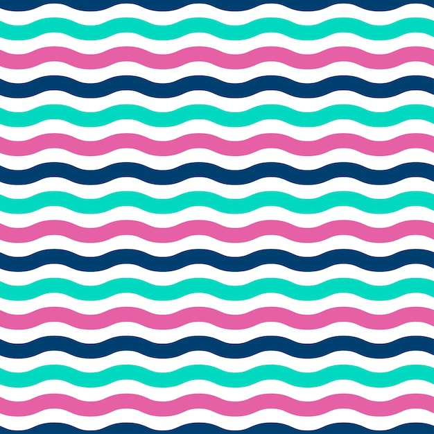 Blue, pink and navy waves seamless pattern.