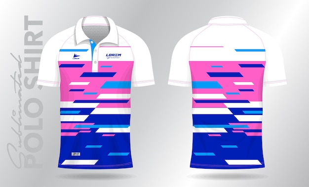 Blue pink polo sport shirt mockup template design