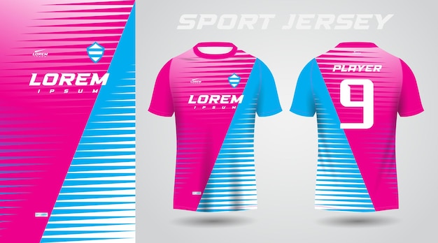 Design in jersey sportivo blu rosa