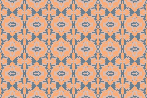 A blue and pink wallpaper with a pattern of fish and leaves.