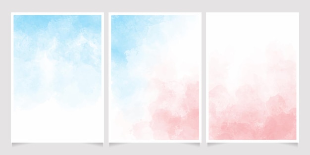 블루와 핑크 수채화 젖은 워시 스플래시 초대 카드 템플릿 컬렉션