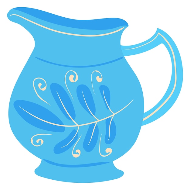 Vector blue pitcher icon cozy scandinavian ceramic jug