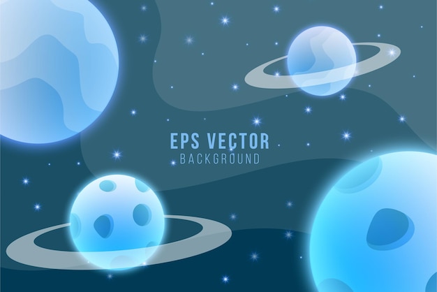 Vector blue planet background vector meteor asteroid dark galaxy sky space stars at night