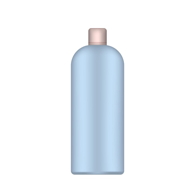 Blue plastic bottle with a pink cap. realistic bottle. good for shampoo or shower gel.