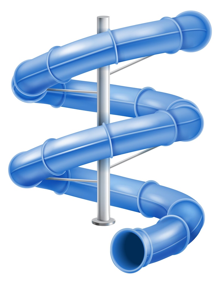 Vector blue plastic tunnel for water slide aquapark tube