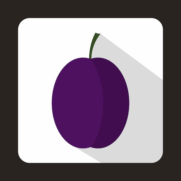 Blue plum icon in flat style on a white background