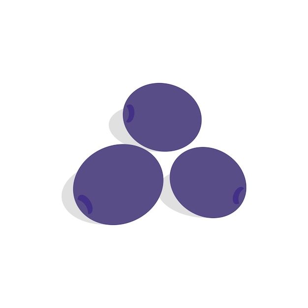 Blue plum icon in isometric 3d style on a white background