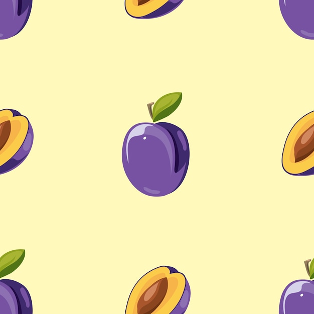 Blue plum vector seamless pattern