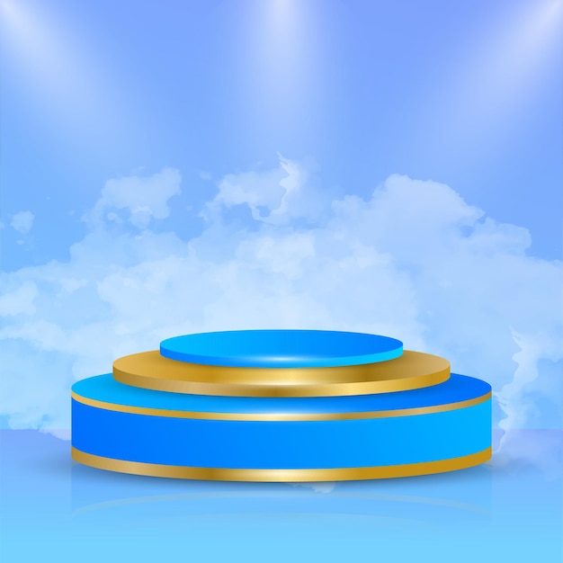 Blue podium 3D vector design for product presentation