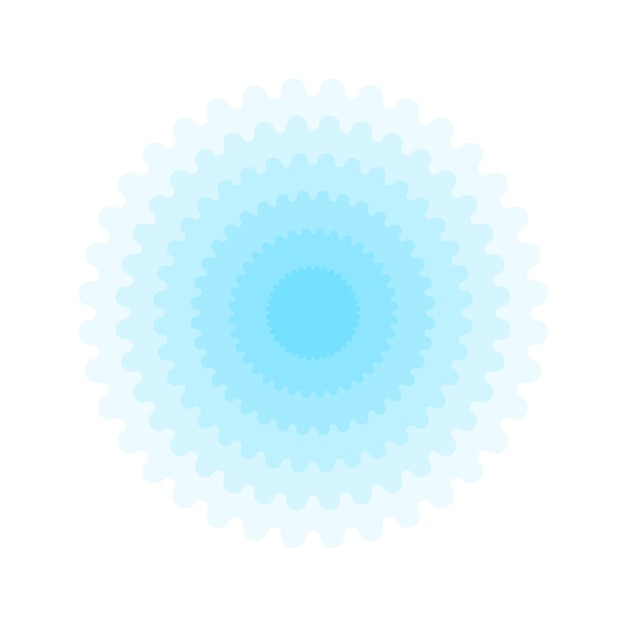 Vector blue point with concentric circles radar signal sound or sonar wave sign on transparent background symbol of aim target healing hurt painkilling round localization icon vector illustration