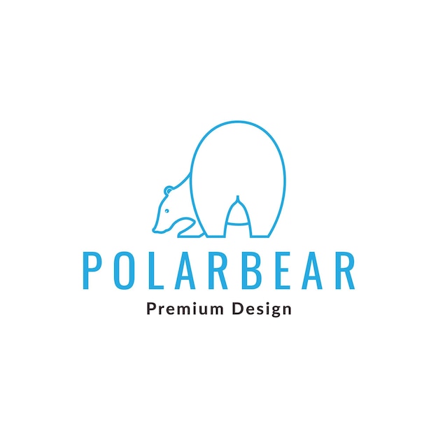 Синий полярный медведь смотрит есть дизайн логотипа векторный графический символ значок знак иллюстрации творческая идея