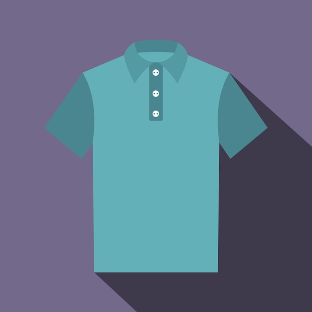 Vector blue polo shirt icon in flat style on a violet background