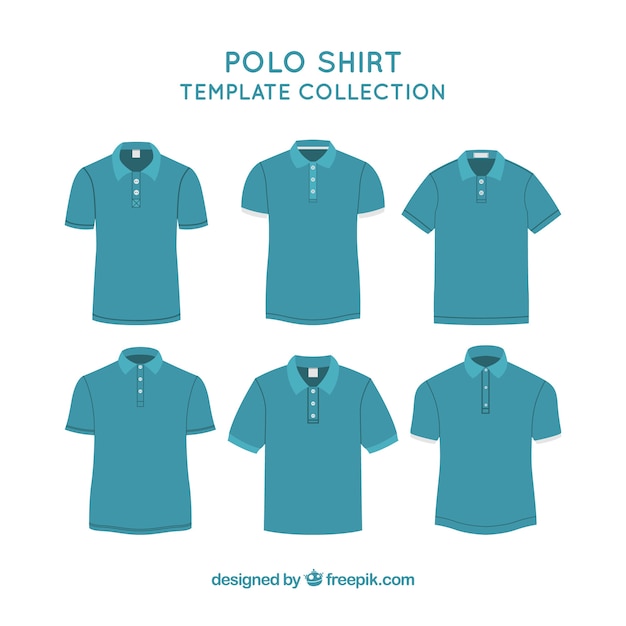 Blue polo shirt template collection