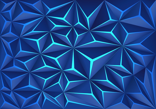 Blue polygon crack light technology background.
