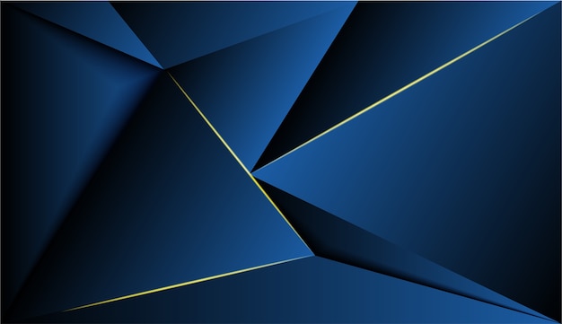 Blue polygon and gold glow light background. 