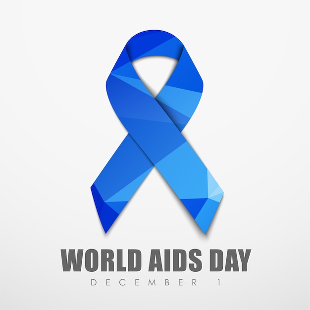 Blue polygonal ribbon for the World AIDS Day