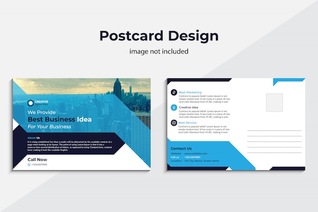 Vector blue postcard template