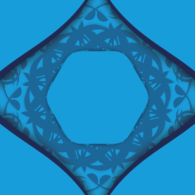타이포그래피를 위해 준비된 그리스 장식품이 있는 파란색 엽서.