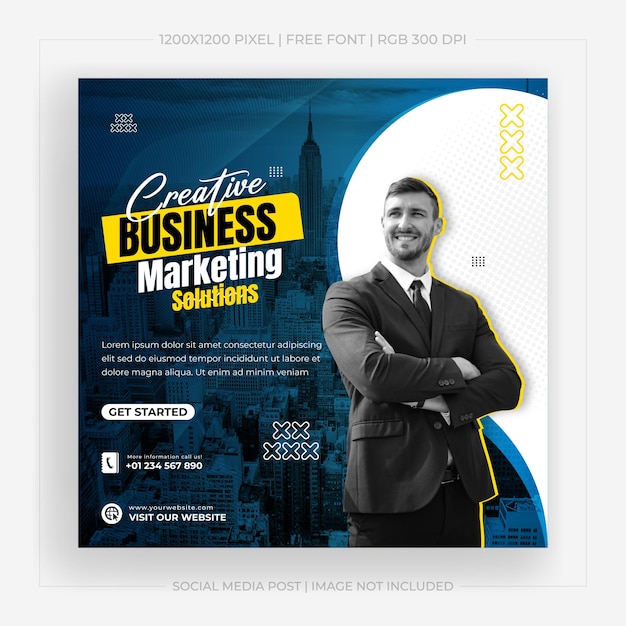 A blue poster that says great life business marketing solutions.