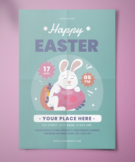 A blue poster that says happy easter on it