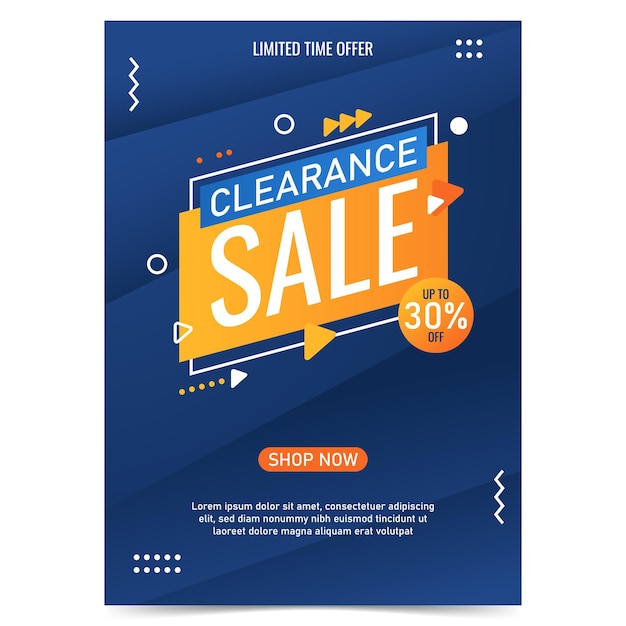 a blue poster with a banner that says sale
