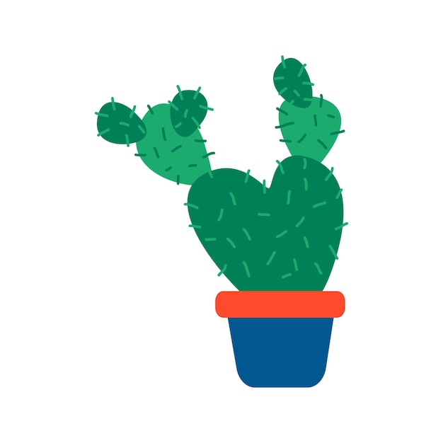 Un vaso blu con un cactus. illustrazione isolata