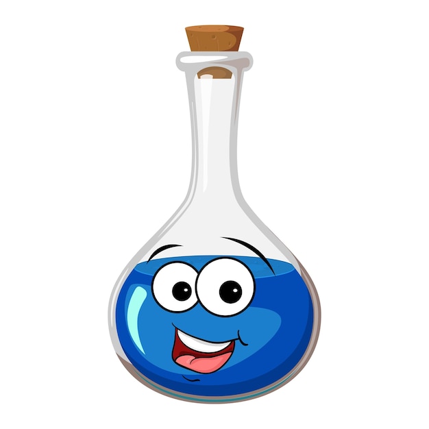 Blue potion mascot cartoon character Vector illustration isolated on white background
